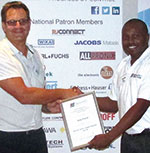 Branch chairman Johan Maritz (left) thanks Hendrik Strauss after the presentation.